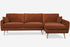 rust velvet gold right facing | Park Sectional Sofa shown in rust velvet with gold legs right facing