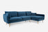 Blue Velvet Gold Right Facing | Park Sectional Sofa shown in Blue Velvet with gold legs Right Facing